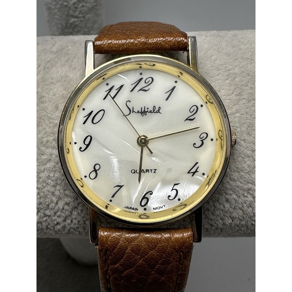 Sheffield MOP‎ Ladies Watch New Battery 33MM 7.75" Leather Band S42